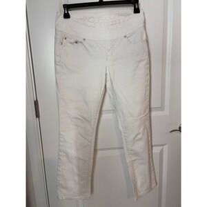 Jag Jeans Peri Pull On Straight Leg White Denim Pants Womens 8P Petite